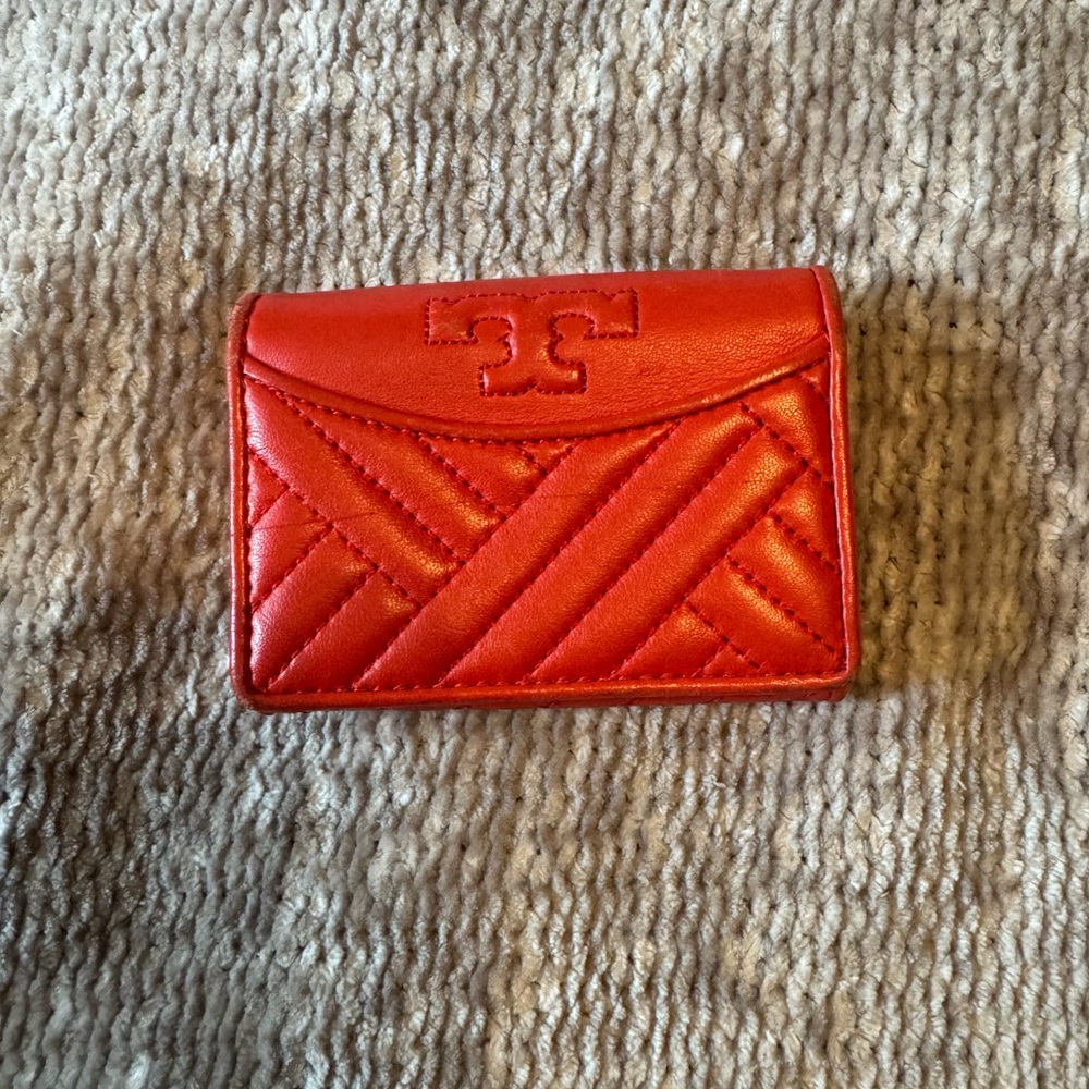 Tory Burch Scarlet Quilted Card Case